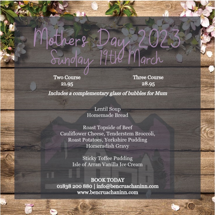 menu, mothers day 2023